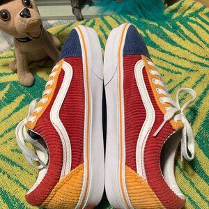 Women's Size 9.0 VANS Old Skool Multi-Color Corduroy Shoes Great Condition
